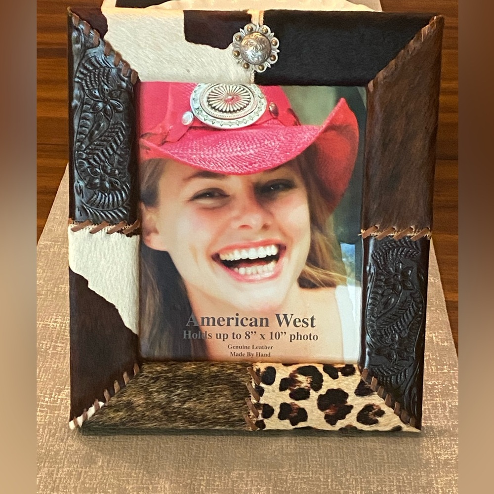 American West Multicolor Leather/Real Fur Photo Frame